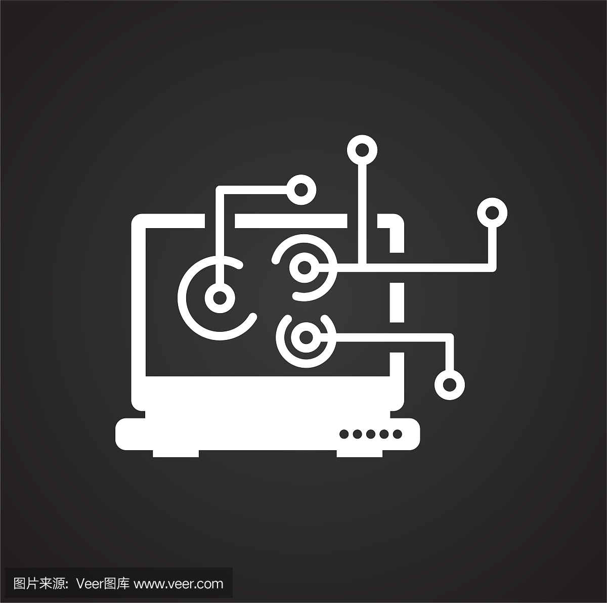 IT工程图标黑色背景的图形和网页设计,现代简单的矢量符号。网络的概念。时髦的符号为网站设计网页按钮或移动应用程序。